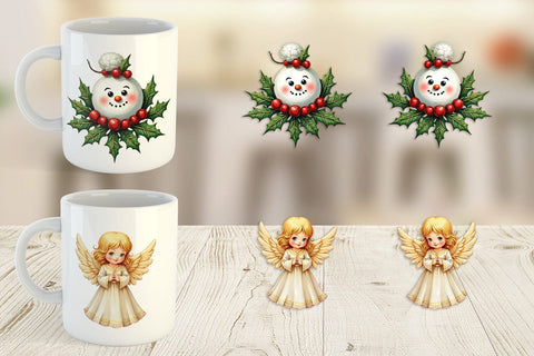 Mug Wrap Retro Kitsch Christmas Watercolor Sublimation artnoy 