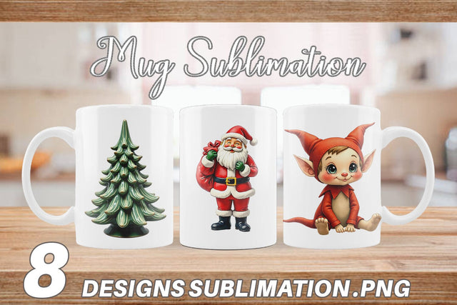 Mug Wrap Retro Kitsch Christmas Watercolor Sublimation artnoy 