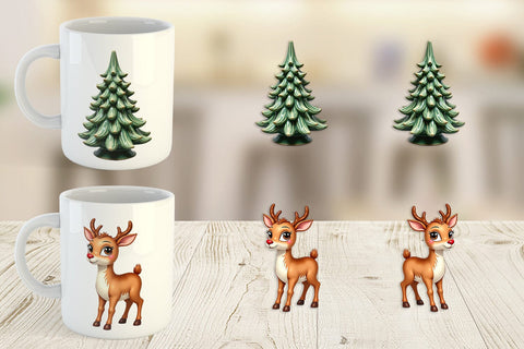 Mug Wrap Retro Kitsch Christmas Watercolor Sublimation artnoy 