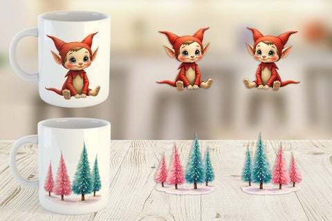 Mug Wrap Retro Kitsch Christmas Watercolor Sublimation artnoy 