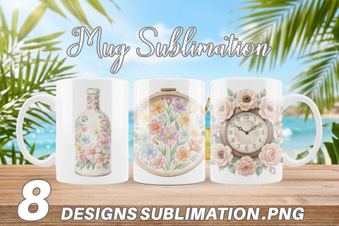 Mug Wrap Retro Nature Discovery Watercolor Sublimation artnoy 