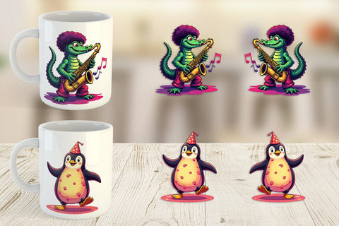 Mug Wrap Retro Quirky Critters Sublimation artnoy 