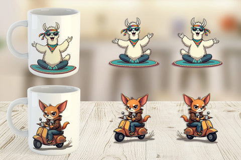 Mug Wrap Retro Quirky Critters Sublimation artnoy 