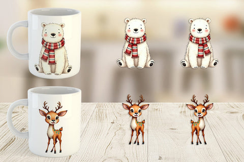 Mug Wrap Retro Reindeer Friends Sublimation artnoy 