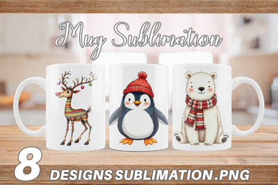Mug Wrap Retro Reindeer Friends Sublimation artnoy 