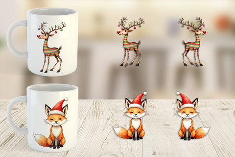 Mug Wrap Retro Reindeer Friends Sublimation artnoy 