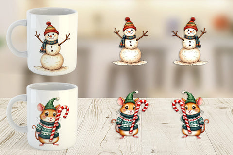 Mug Wrap Retro Reindeer Friends Sublimation artnoy 