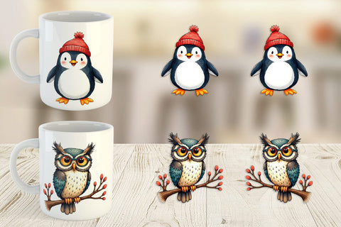 Mug Wrap Retro Reindeer Friends Sublimation artnoy 