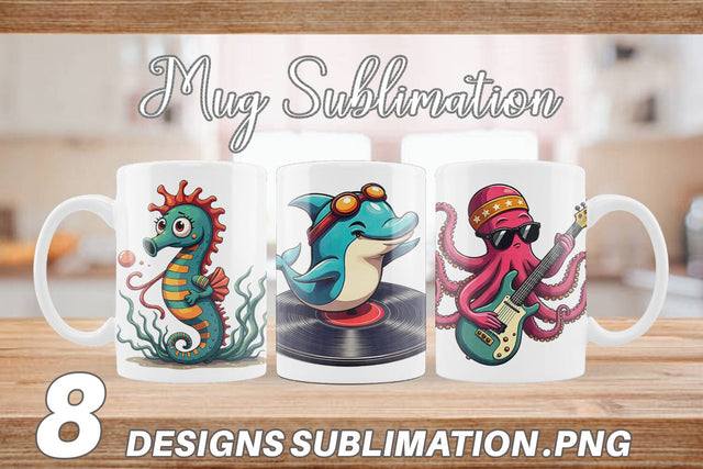 Mug Wrap Retro Sea Critters Sublimation artnoy 