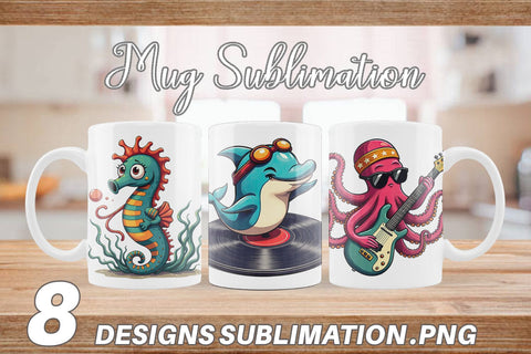 Mug Wrap Retro Sea Critters Sublimation artnoy 