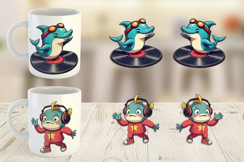 Mug Wrap Retro Sea Critters Sublimation artnoy 