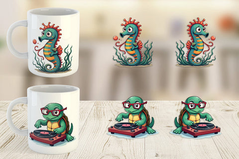 Mug Wrap Retro Sea Critters Sublimation artnoy 