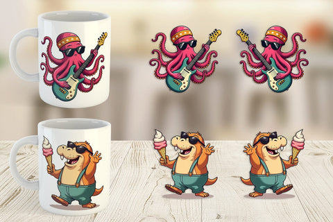 Mug Wrap Retro Sea Critters Sublimation artnoy 