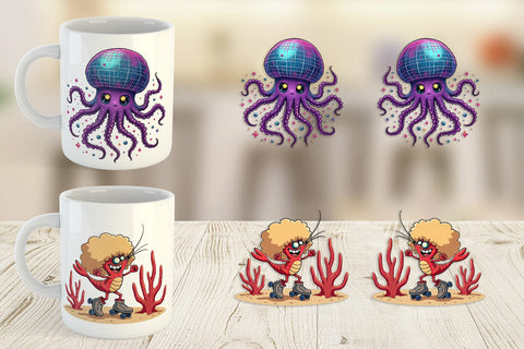 Mug Wrap Retro Sea Critters Sublimation artnoy 