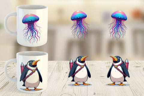 Mug Wrap Retro Space Creatures Sublimation artnoy 