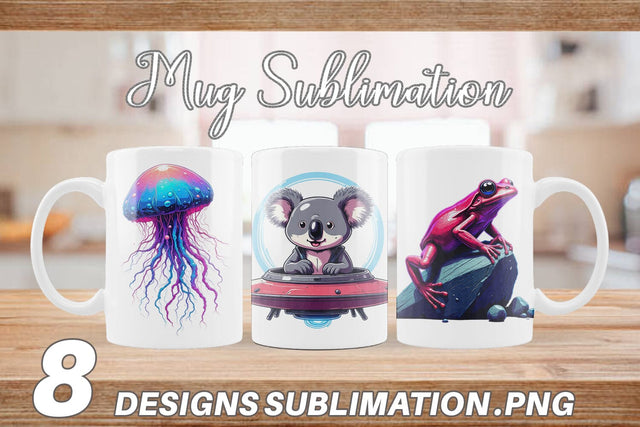 Mug Wrap Retro Space Creatures Sublimation artnoy 