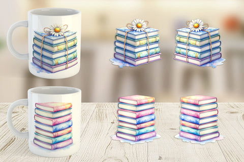 Mug Wrap Retro Teacher Books Sublimation artnoy 