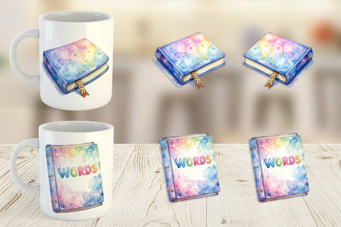 Mug Wrap Retro Teacher Books Sublimation artnoy 