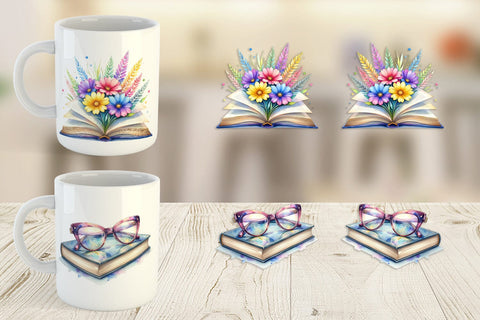 Mug Wrap Retro Teacher Books Sublimation artnoy 
