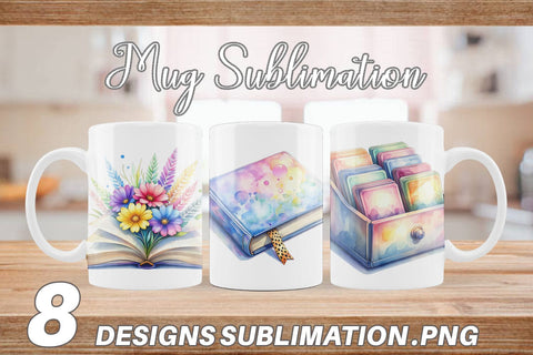 Mug Wrap Retro Teacher Books Sublimation artnoy 