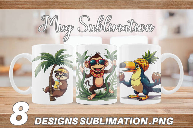 Mug Wrap Retro Tropic Quirks Sublimation artnoy 