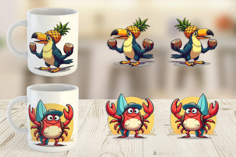 Mug Wrap Retro Tropic Quirks Sublimation artnoy 