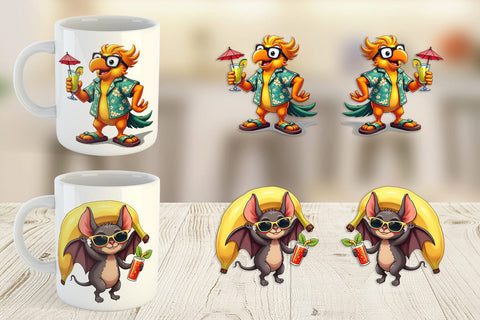 Mug Wrap Retro Tropic Quirks Sublimation artnoy 