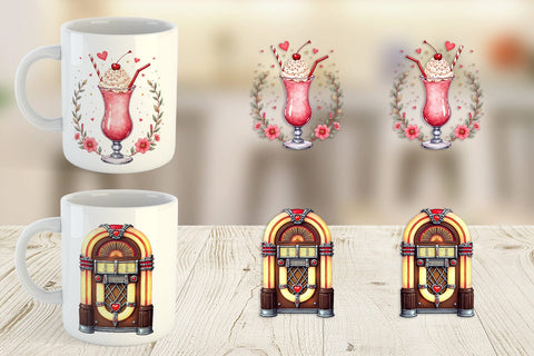 Mug Wrap Retro Valentine's Sweetheart Cafe Sublimation artnoy 