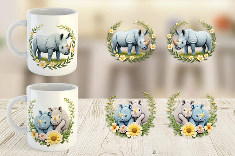 Mug Wrap Rhino Embroidery Sublimation artnoy 