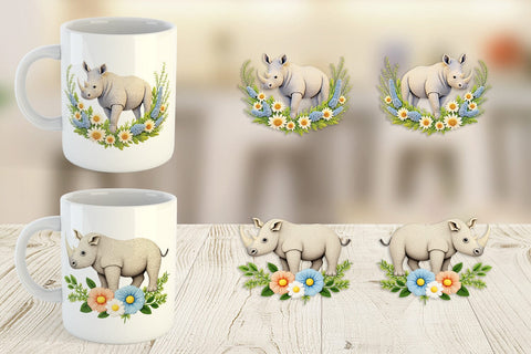 Mug Wrap Rhino Embroidery Sublimation artnoy 
