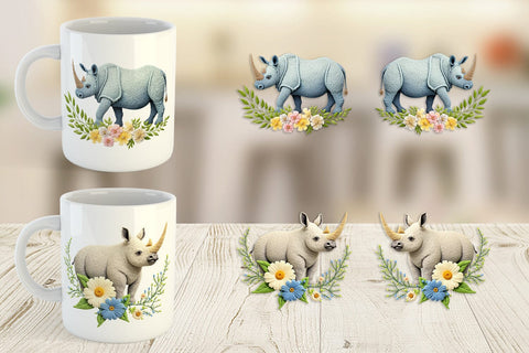 Mug Wrap Rhino Embroidery Sublimation artnoy 