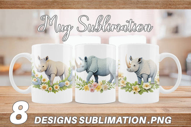 Mug Wrap Rhino Embroidery Sublimation artnoy 