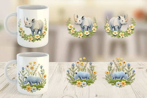 Mug Wrap Rhino Embroidery Sublimation artnoy 