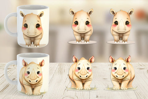 Mug Wrap Rhinoceros Wildlife Sublimation artnoy 