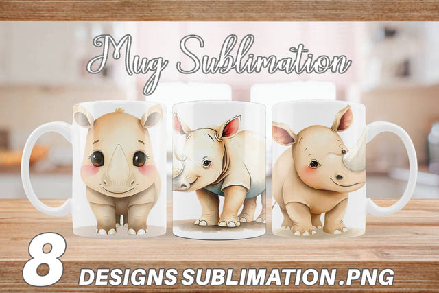Mug Wrap Rhinoceros Wildlife Sublimation artnoy 