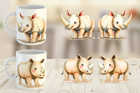 Mug Wrap Rhinoceros Wildlife Sublimation artnoy 