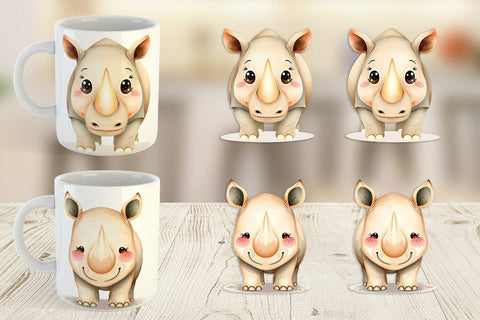 Mug Wrap Rhinoceros Wildlife Sublimation artnoy 