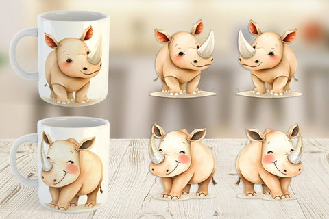 Mug Wrap Rhinoceros Wildlife Sublimation artnoy 