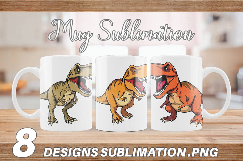 Mug Wrap Roaring Dinosaur Sublimation artnoy 