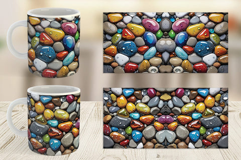 Mug Wrap Rocks with Water Drops Sublimation artnoy 