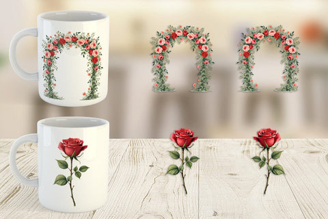 Mug Wrap Romantic Blooms Vintage Floral Valentine Sublimation artnoy 