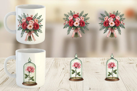 Mug Wrap Romantic Blooms Vintage Floral Valentine Sublimation artnoy 