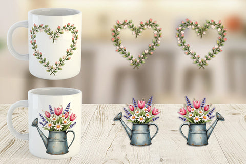 Mug Wrap Romantic Blooms Vintage Floral Valentine Sublimation artnoy 