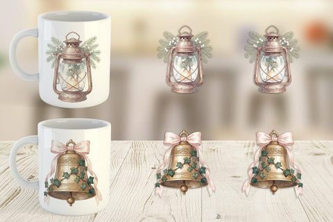 Mug Wrap Romantic Victorian Holiday Watercolor Sublimation artnoy 