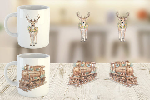 Mug Wrap Romantic Victorian Holiday Watercolor Sublimation artnoy 