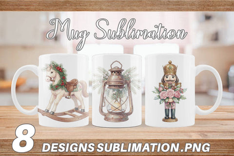 Mug Wrap Romantic Victorian Holiday Watercolor Sublimation artnoy 