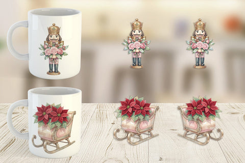 Mug Wrap Romantic Victorian Holiday Watercolor Sublimation artnoy 