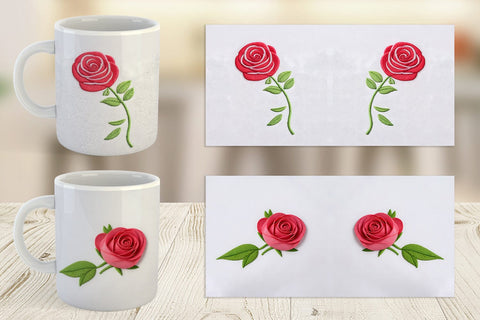 Mug Wrap Rose Embroidery Sublimation artnoy 
