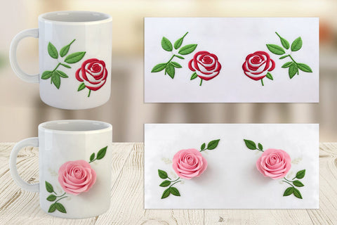 Mug Wrap Rose Embroidery Sublimation artnoy 