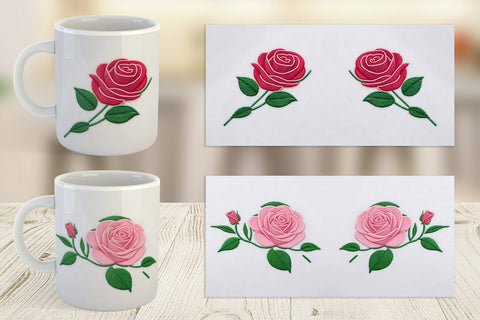 Mug Wrap Rose Embroidery Sublimation artnoy 